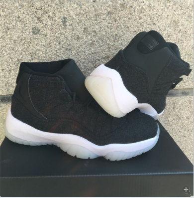 Women Air Jordan 11 Wool Black White Shoes