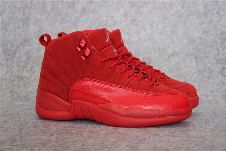 Women Air Jordan 12 All Red Shoes - Click Image to Close