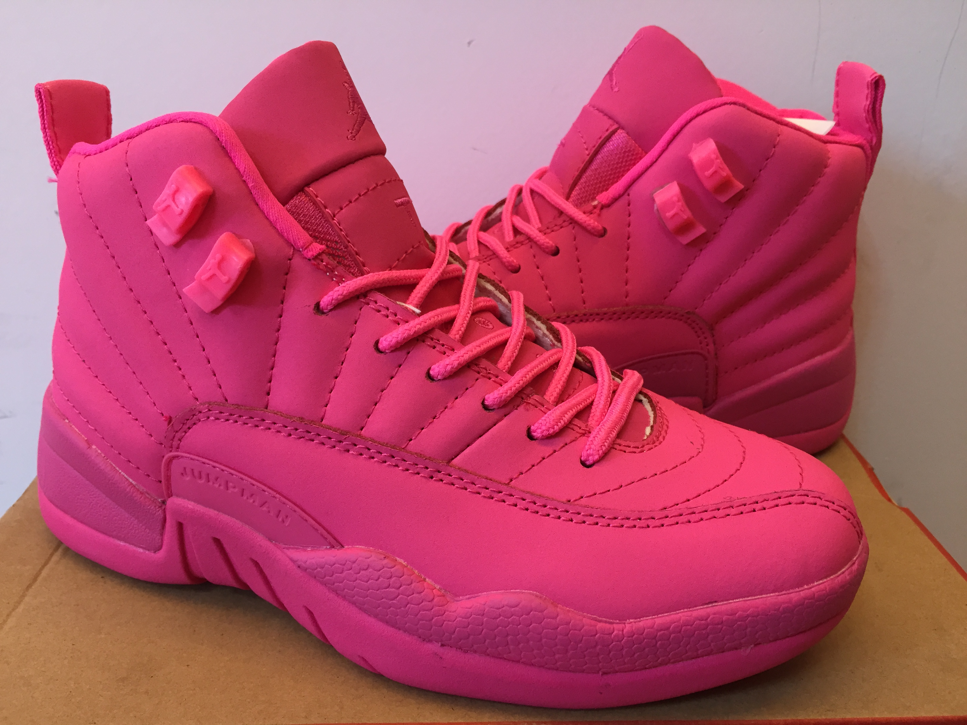 Women Air Jordan 12 Attractive Pink Shoes - Click Image to Close