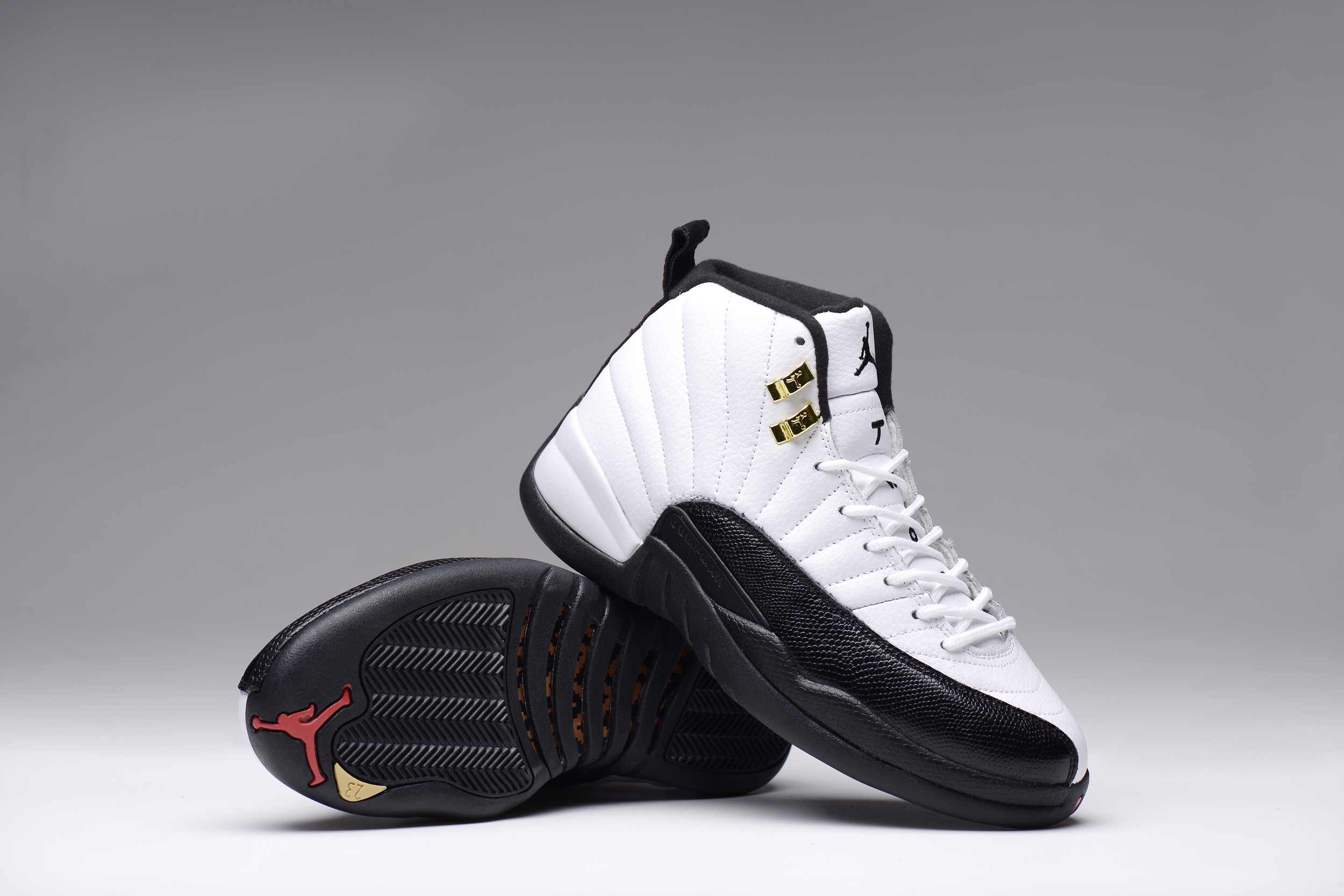 Women Air Jordan 12 White Black Shoes