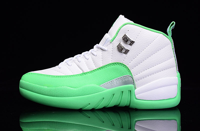 Women Air Jordan 12 White Green Shoes