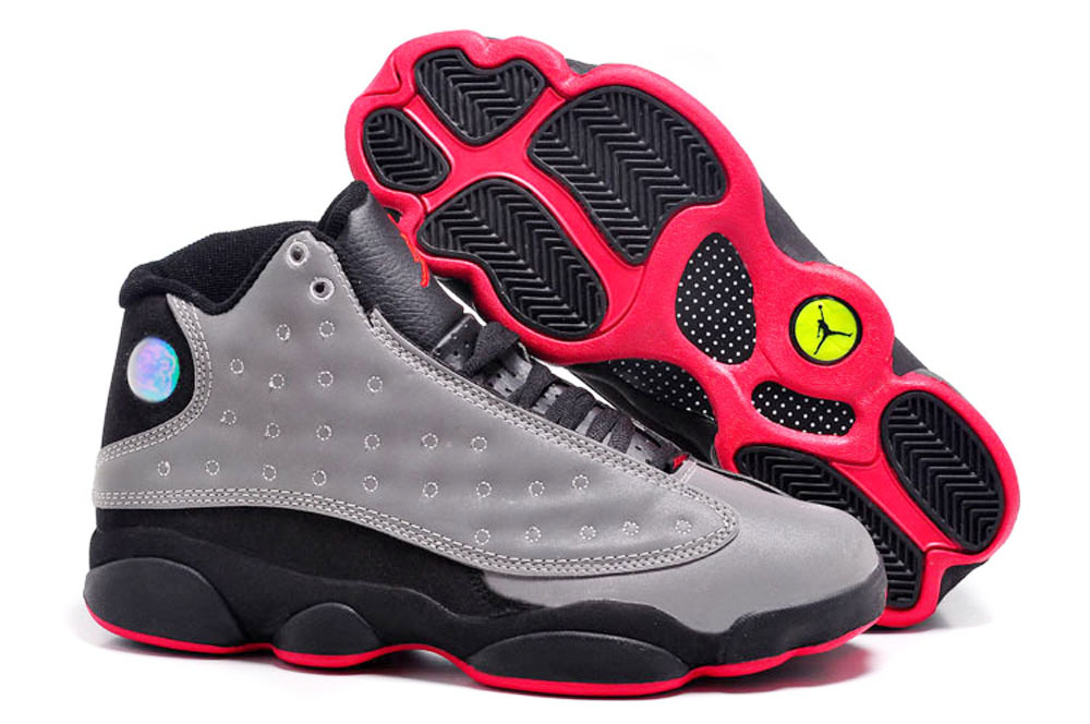 Women Air Jordan 13 Grey Red Shoes