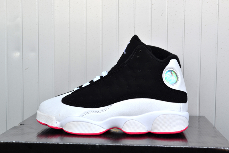 Women Air Jordan 13 High Black White Pink Shoes - Click Image to Close