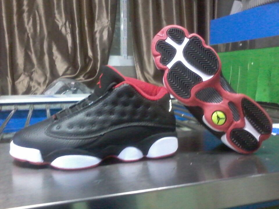 Women Air Jordan 13 High Black White Red Shoes