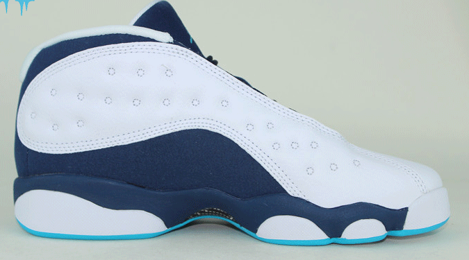 Women Air Jordan 13 Low White Dark Blue Shoes