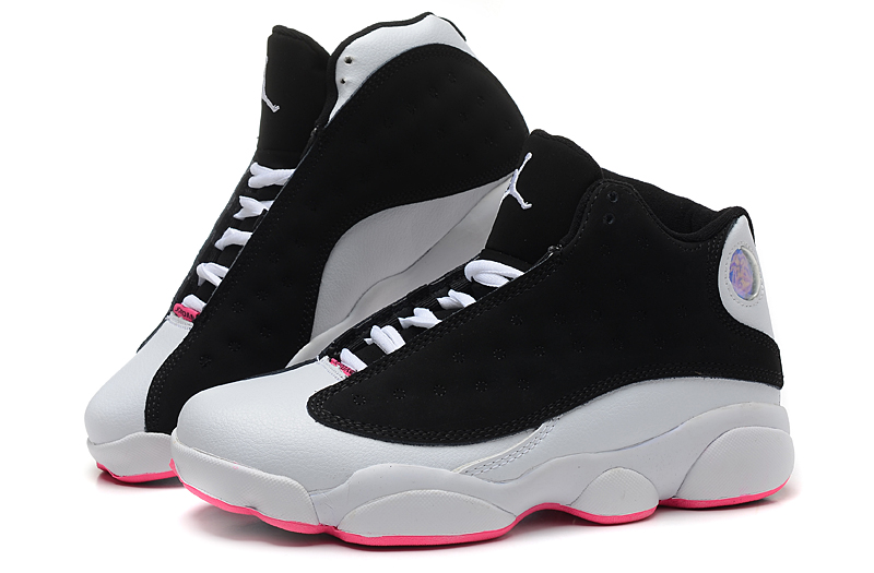 Women Air Jordan 13 The Earl White Black Pink Shoes - Click Image to Close