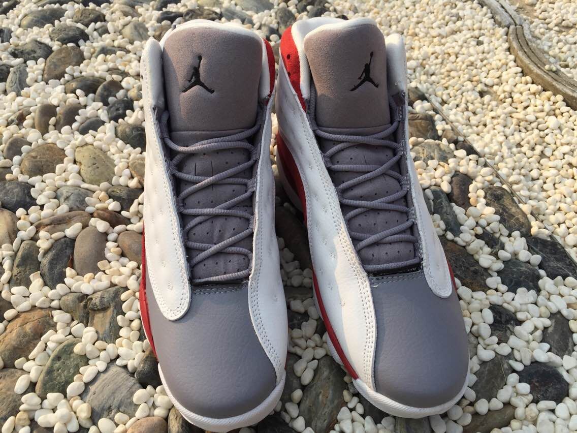 Women Air Jordan 13 White Grey Red Basektball Shoes - Click Image to Close