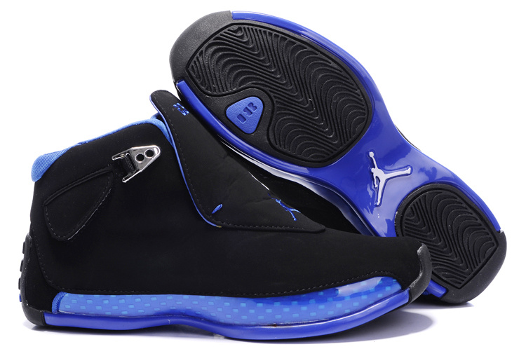 Women Air Jordan 18 Black Blue Shoes - Click Image to Close