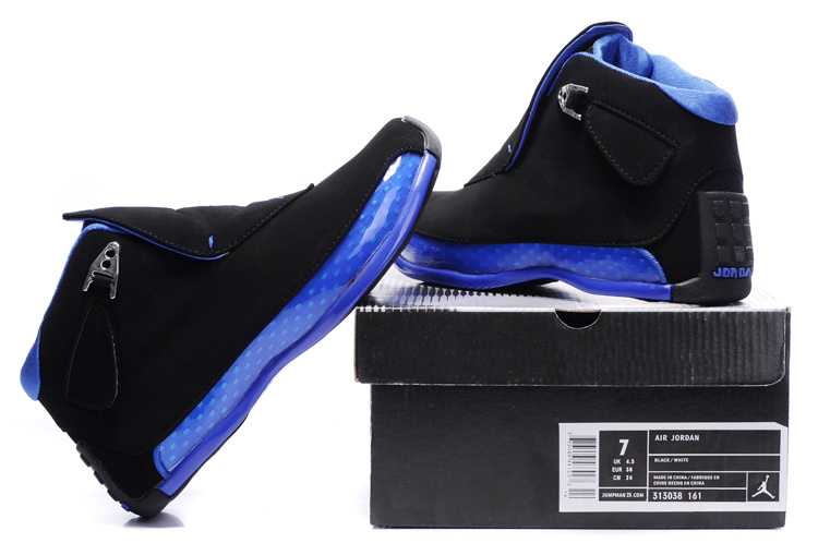 Women Air Jordan 18 Black Blue Shoes - Click Image to Close