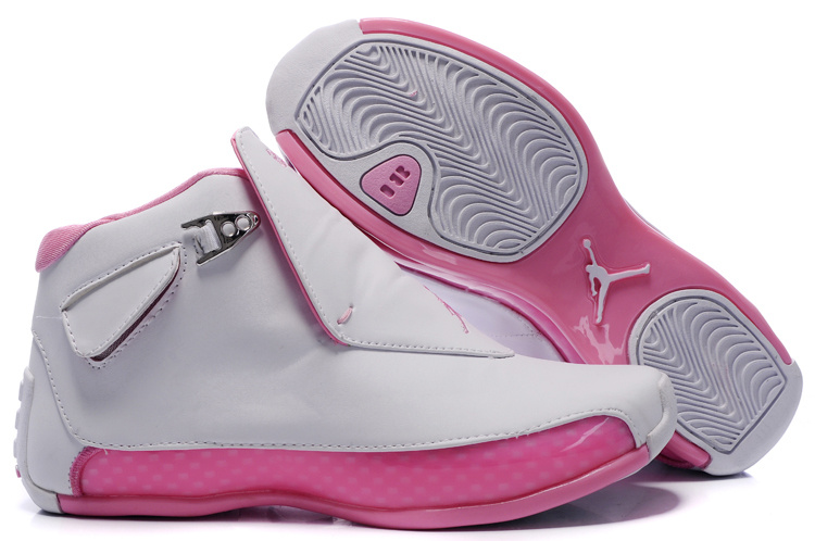 Women Air Jordan 18 White Pink Shoes