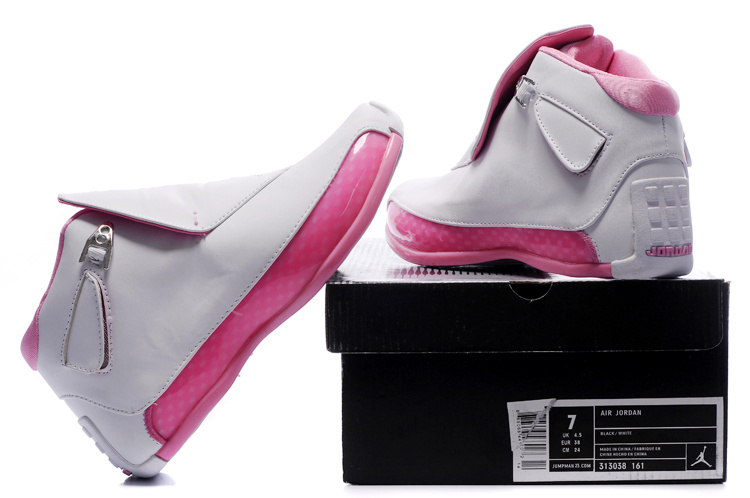 Women Air Jordan 18 White Pink Shoes