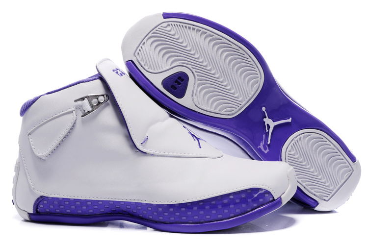 Women Air Jordan 18 White Purple Shoes