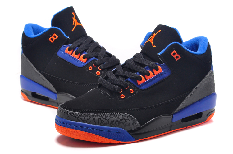 Women Air Jordan 3 Black Blue Red Shoes - Click Image to Close