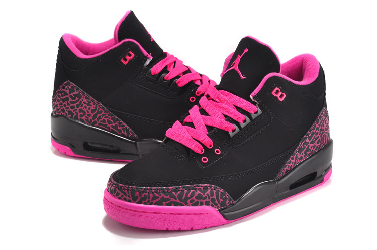 Women Air Jordan 3 Pink Black Shoes - Click Image to Close