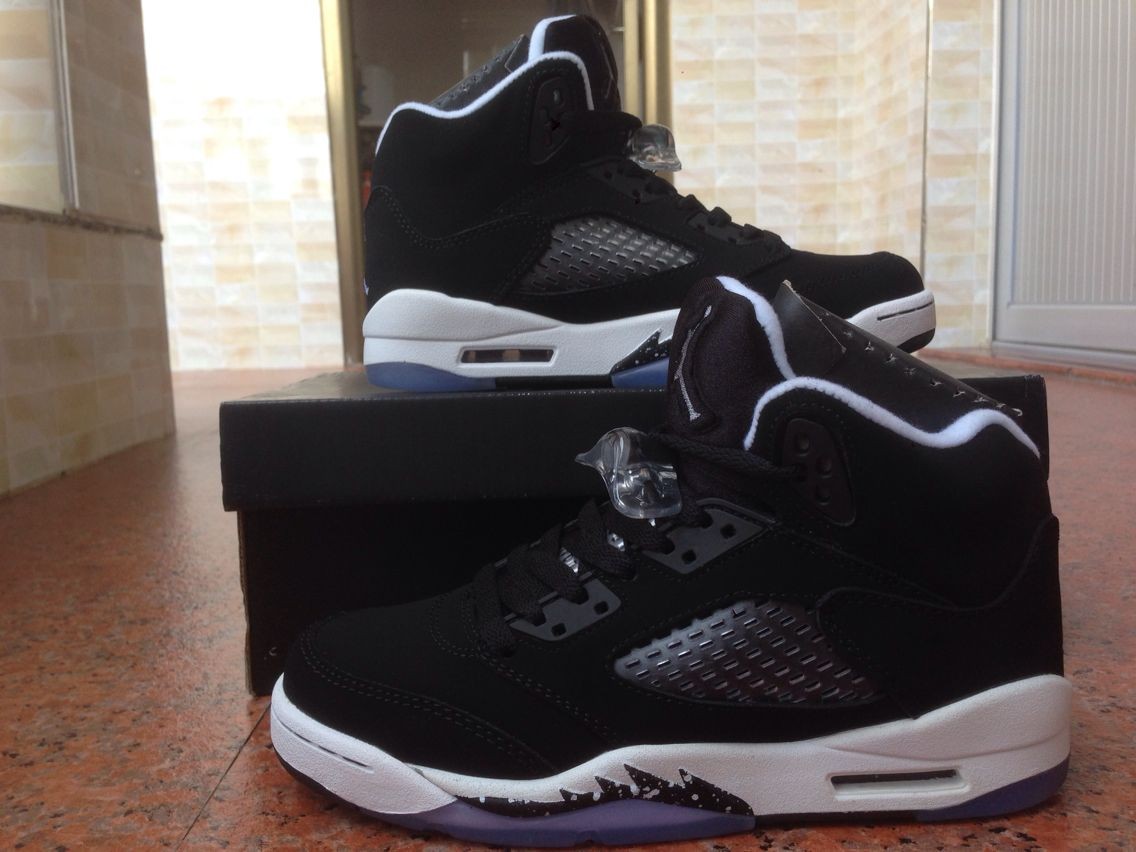 Women Air Jordan 5 Black Oreo Basketball Shoes - Click Image to Close