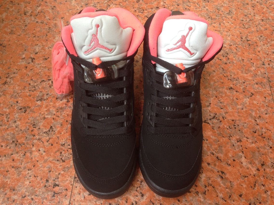 Women Air Jordan 5 Black Pink Basektball Shoes