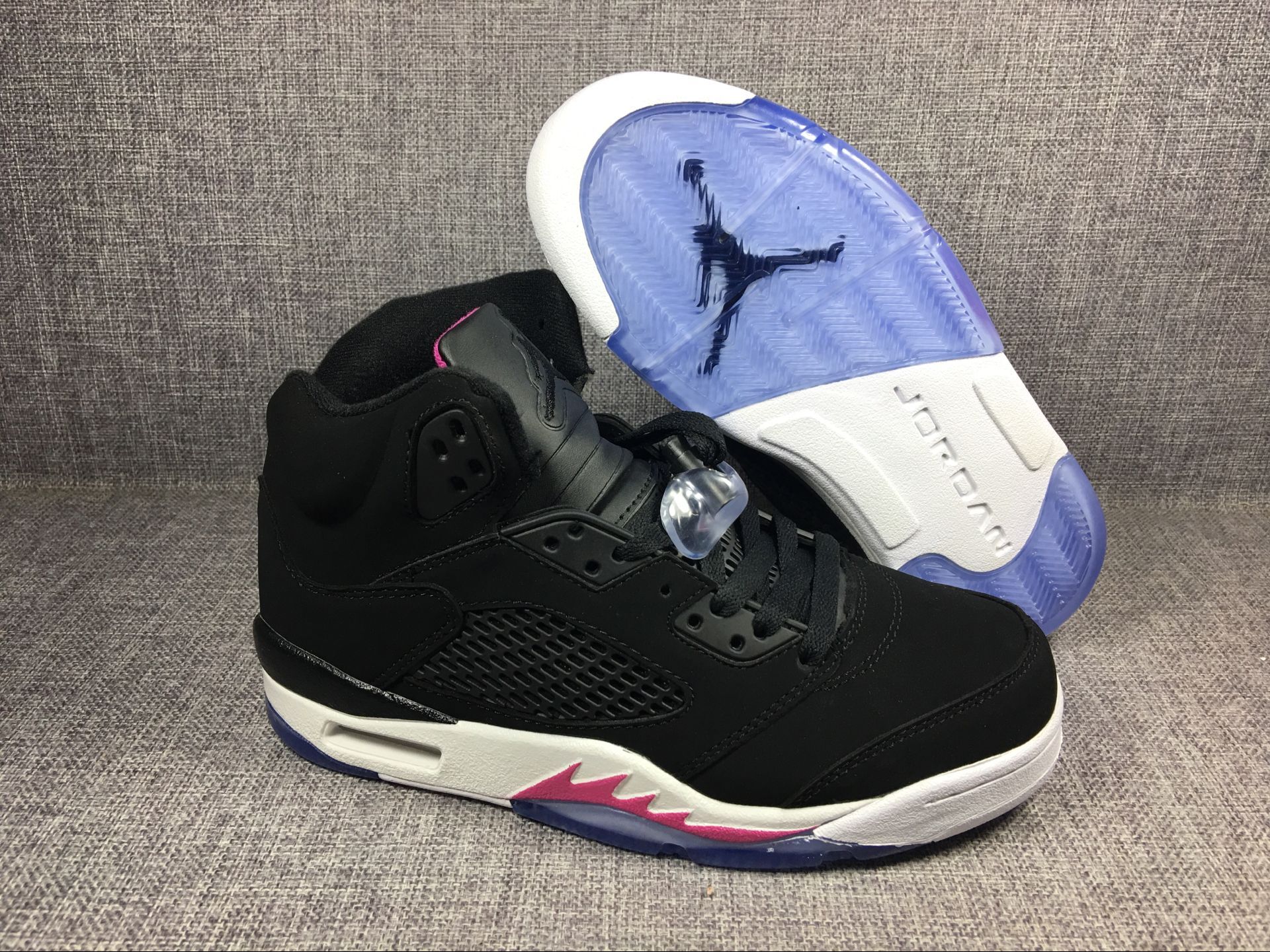 Women Air Jordan 5 Black Pink Shoes