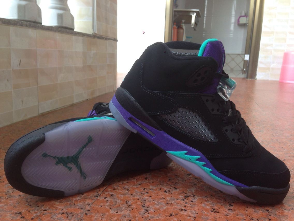 Women Air Jordan 5 Black Purple Basektball Shoes - Click Image to Close