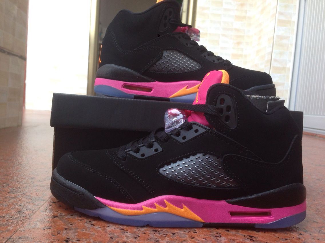 Women Air Jordan 5 Black Rose Basektball Shoes