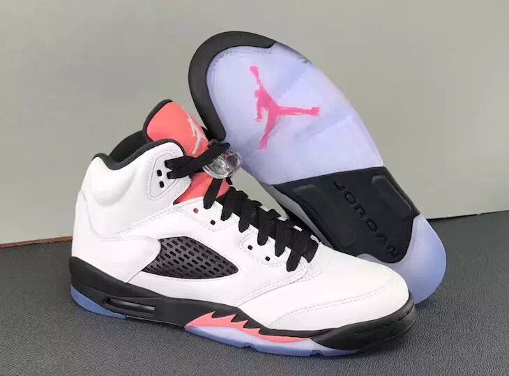 Women Air Jordan 5 White Black Pink Shoes - Click Image to Close