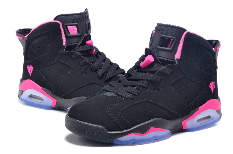 Women Air Jordan 6 Black Pink Peach Basketball Shoes
