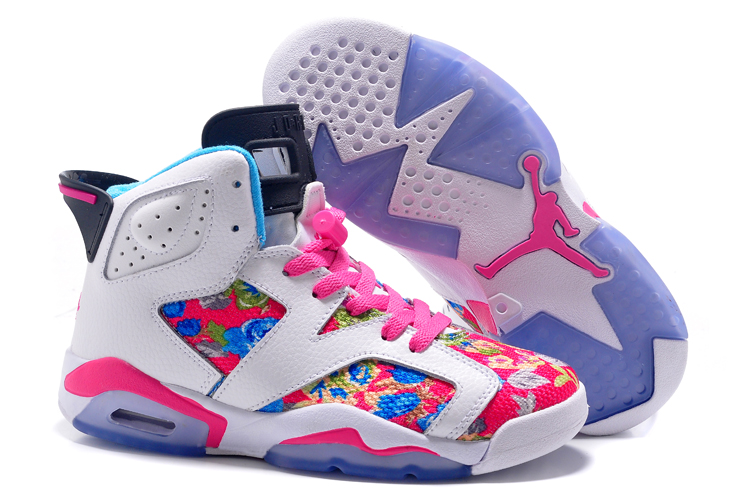 Women Air Jordan 6 Pink Colorful Basketball Shoes