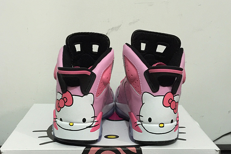 Women Air Jordan 6 Pink Doraemon Mini Duo La A Dream Shoes - Click Image to Close