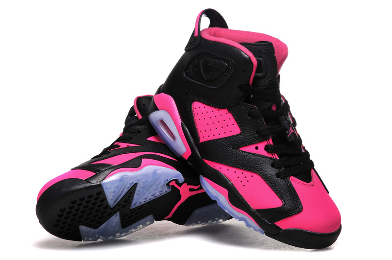 Women Air Jordan 6 Retro Pink Black Shoes - Click Image to Close