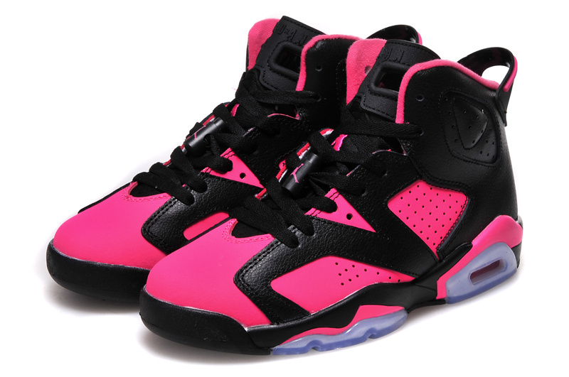 Women Air Jordan 6 Retro Pink Black Shoes - Click Image to Close