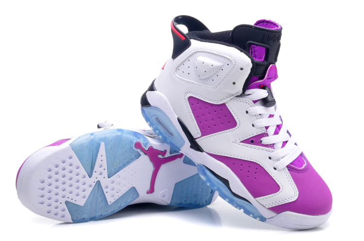 Women Air Jordan 6 White Purple Shoes