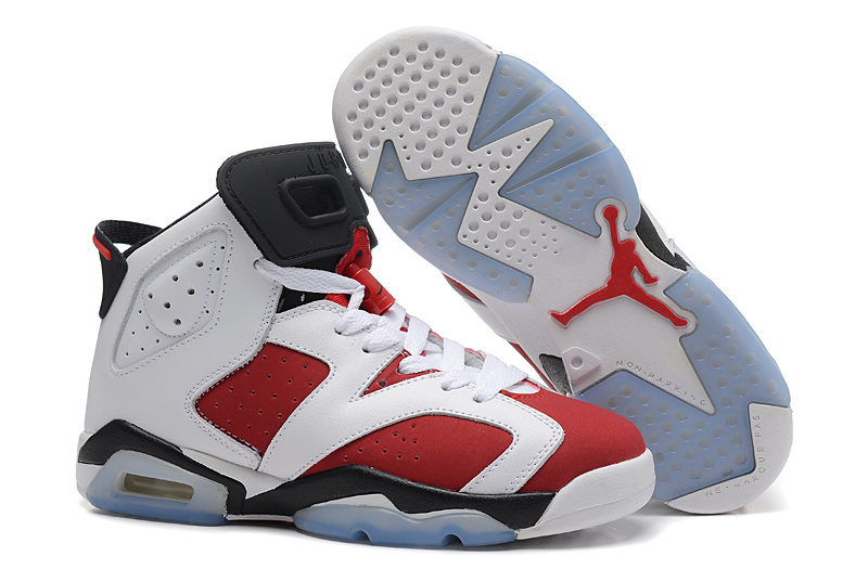 Women Air Jordan 6 White Red Shoes