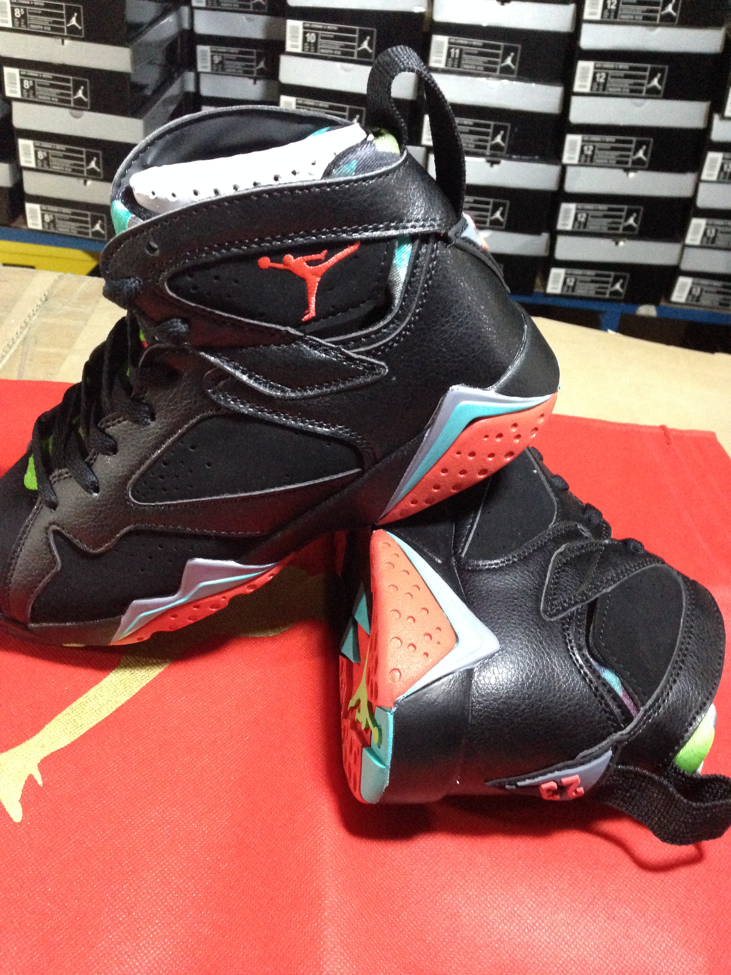 Women Air Jordan 7 Barcelona Theme Shoes - Click Image to Close