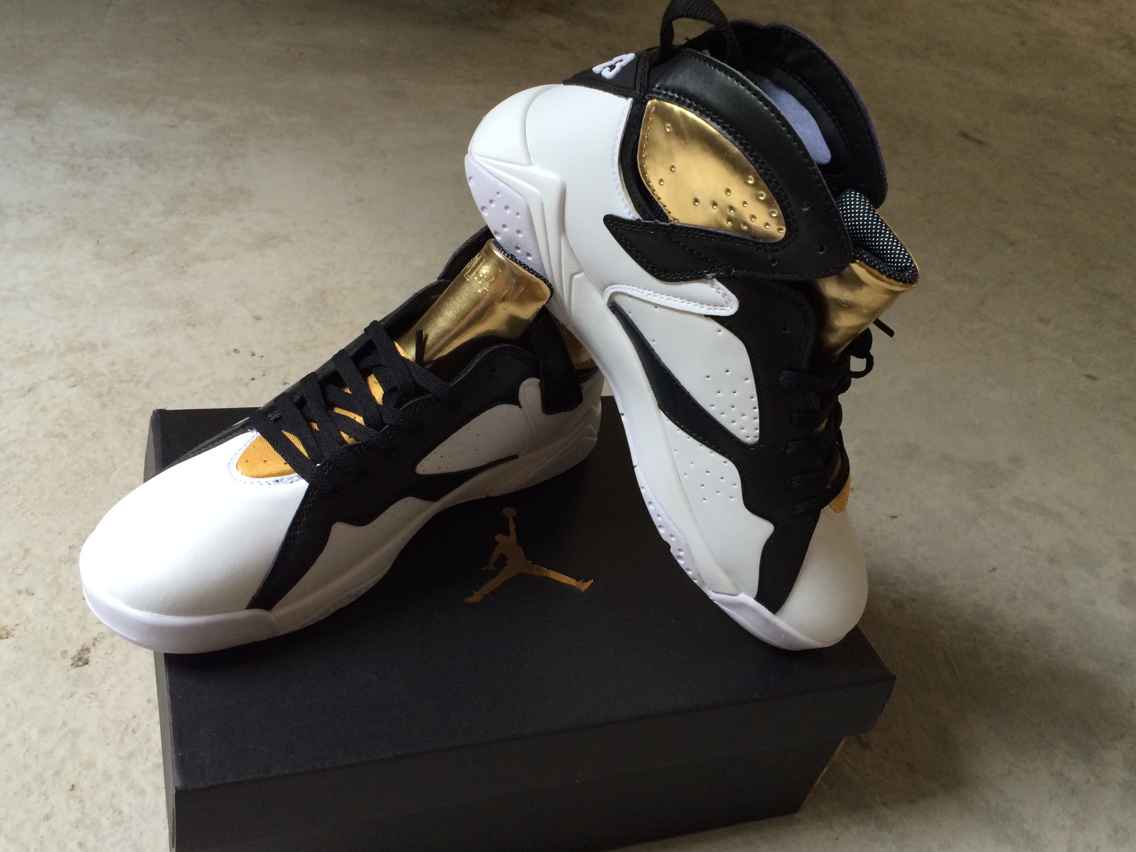 Women Air Jordan 7 Black Gloden Shoes - Click Image to Close