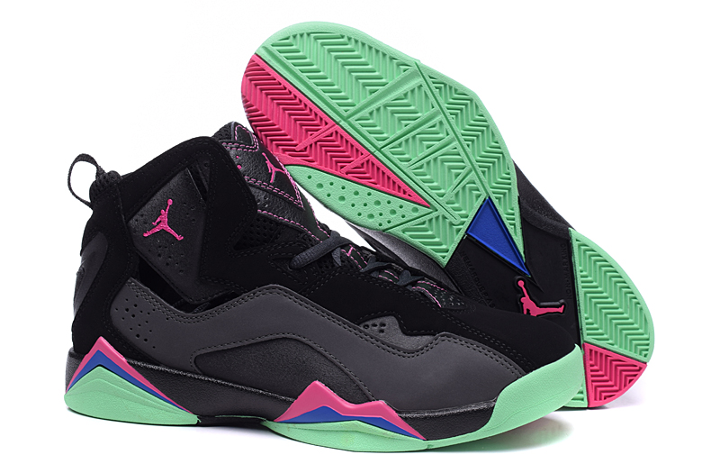 Women Air Jordan 7 Black Green Pink Shoes