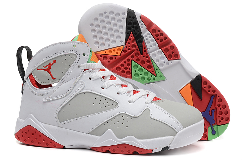 Women Air Jordan 7 Bug Bunny White Grey Red Shoes - Click Image to Close