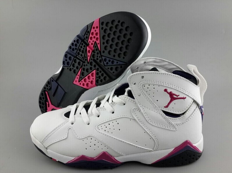 Women Air Jordan 7 PU Leather White Purple Shoes