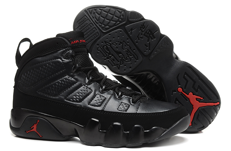 Women Air Jordan 9 All Black Jumpman Shoes - Click Image to Close