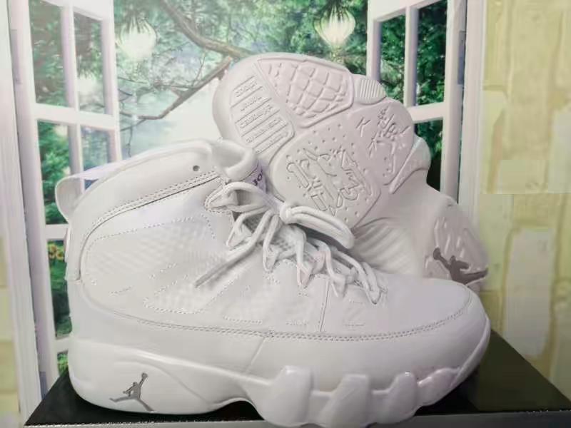 Women Air Jordan 9 All White Shoes