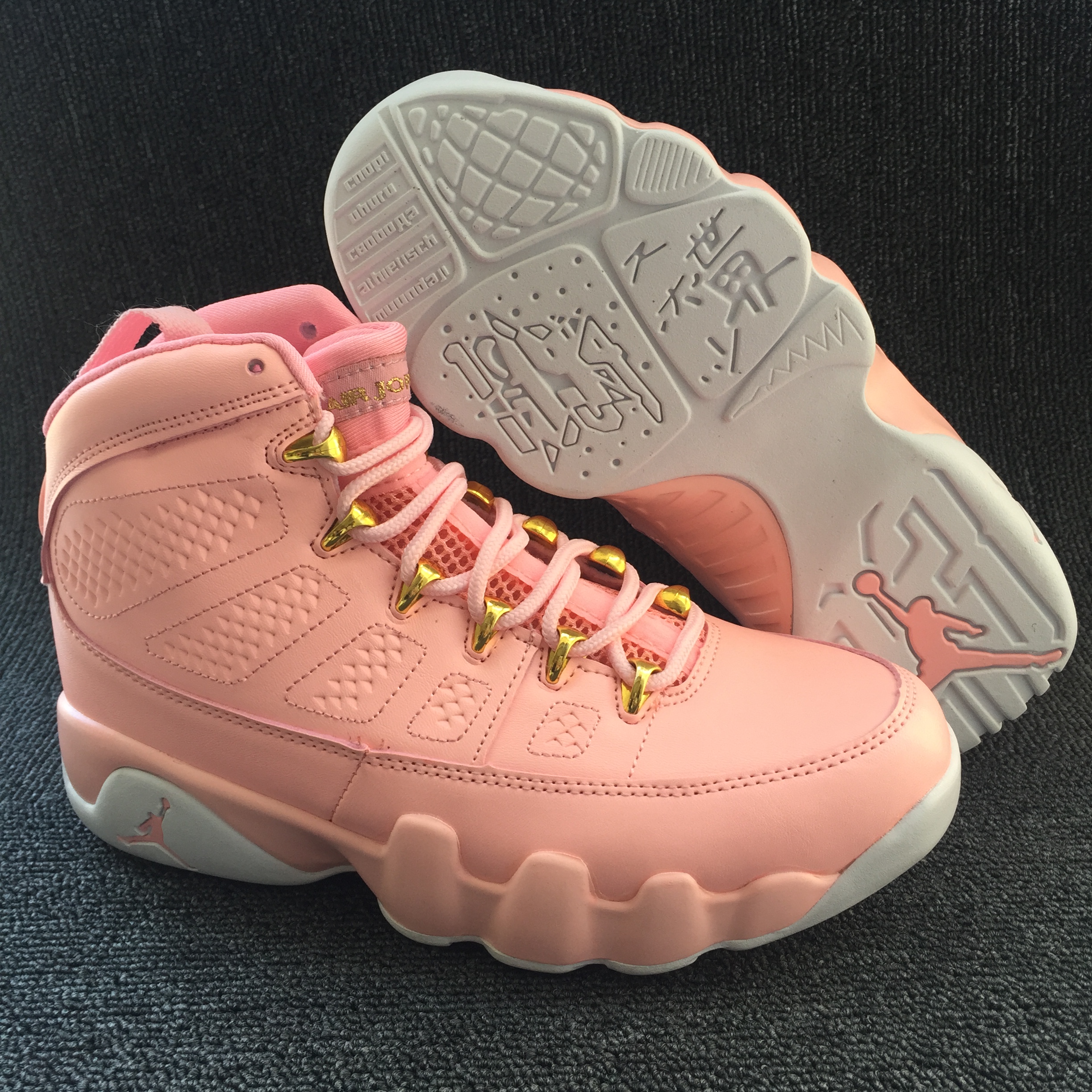 Women Air Jordan 9 Pink Red White Shoes