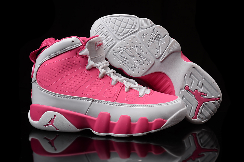 Women Air Jordan 9 White Pink Shoes