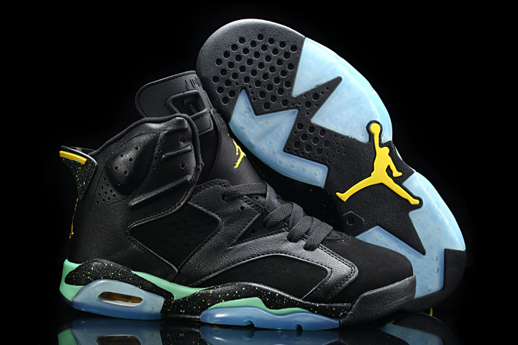 Women Air Jordan High 6 Black Blue Shoes