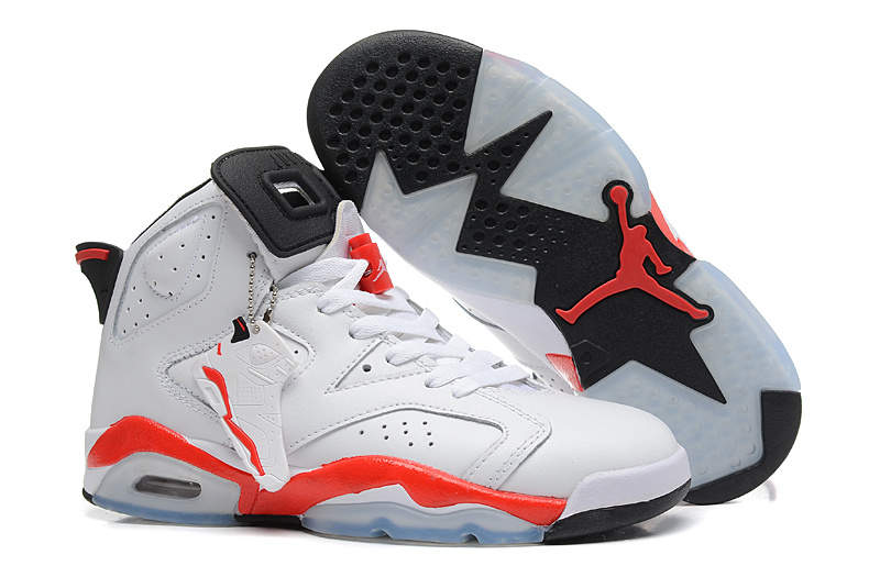 Women Air Jordan High 6 White Red Black Shoes