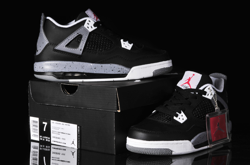 New Women Jordan 4 Oreo Black Grey Shoes