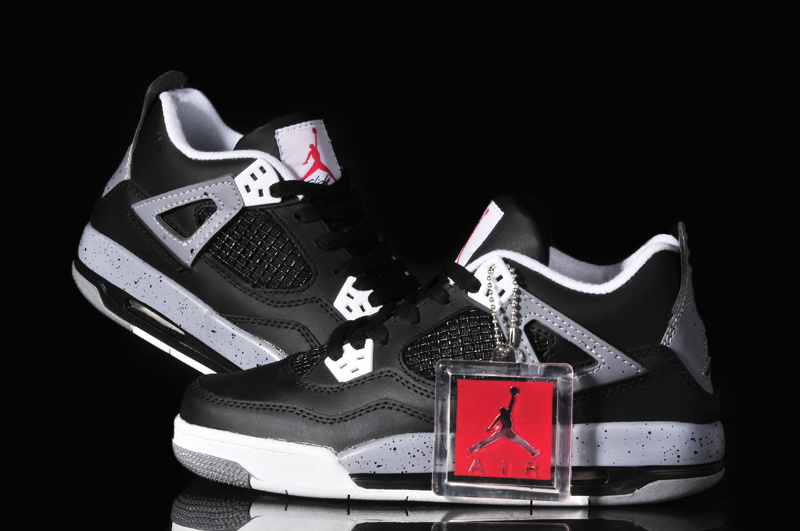 New Women Jordan 4 Oreo Black Grey Shoes