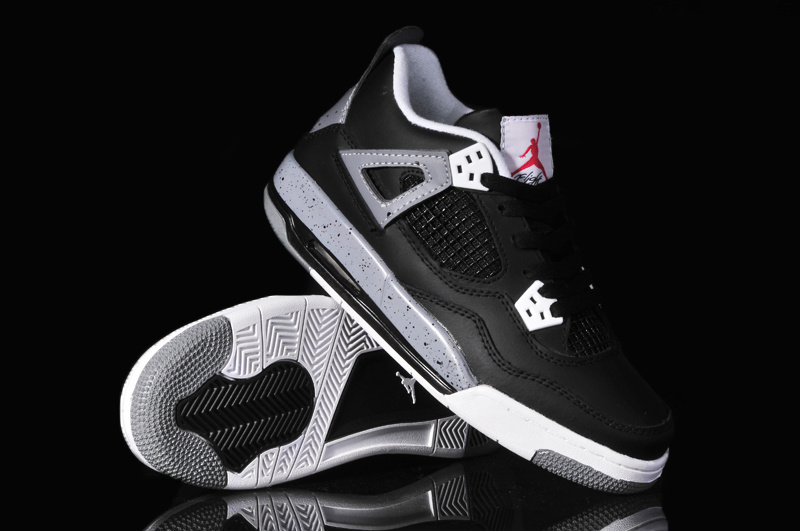 New Women Jordan 4 Oreo Black Grey Shoes - Click Image to Close