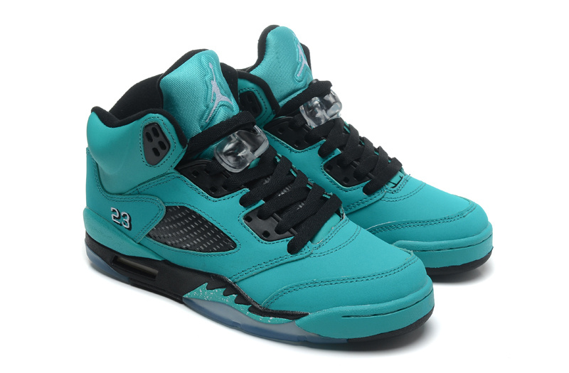 New Women Jordan 5 Blue Black Shoes - Click Image to Close