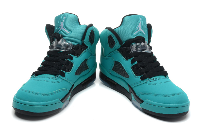 New Women Jordan 5 Blue Black Shoes - Click Image to Close