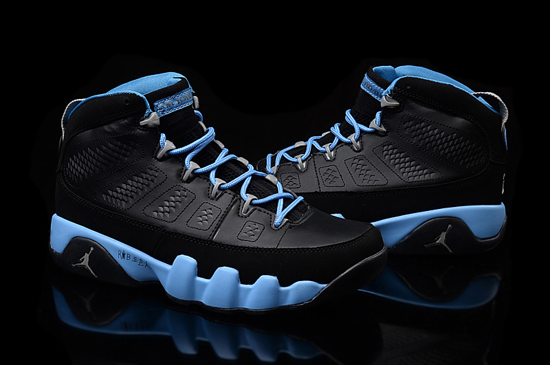 Women Jordan 9 Retro Black Blue Shoes