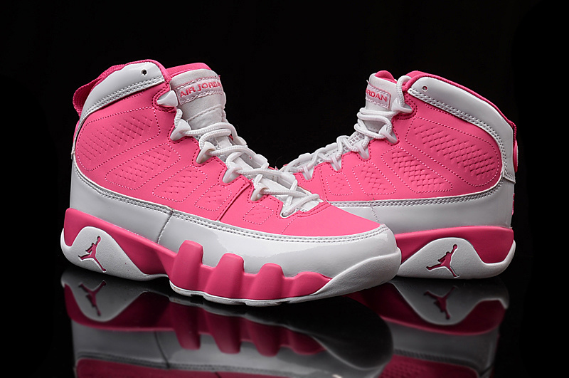 Women Jordan 9 Retro Pink White Shoes
