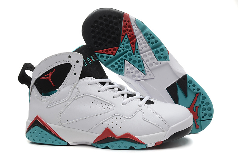 Women Air Jordan 7 White Black Red Green Shoes